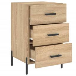 Berkfield Home Modern Bedside Cabinet Sonoma Oak 40x40x66 cm Engineered Wood in Light Tan - Size: 40 x 40 x 66 cm - thumbnail 7