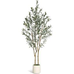 VOGREX Artificial Olive Tree Indoor 150cm/5ft Faux Silk Plant in Green