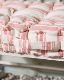 Rose Blush Cotton Stripe Indoor Outdoor Garden Bench Cushion - thumbnail 4