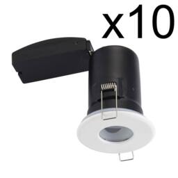First Choice Lighting Set of 10 - White IP65 Bathroom Recessed Fire Rated Downlights - thumbnail 2