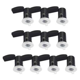 First Choice Lighting Set of 10 - White IP65 Bathroom Recessed Fire Rated Downlights - thumbnail 1