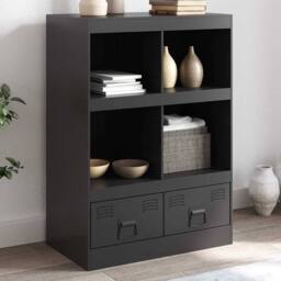 Berkfield Home Highboard Black 67x39x95 cm Steel - Size: 67 x 39 x 95 cm - thumbnail 2