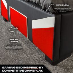 X Rocker Cerberus Gaming Ottoman Bed for Kids & Teens, Upholstered in Red - Size: Double - thumbnail 4