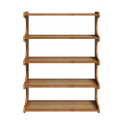FORGEVIO 5 Tier Narrow Shoe Rack Bamboo Shoe Storage Space Saving in Brown - thumbnail 3