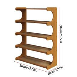 FORGEVIO 5 Tier Narrow Shoe Rack Bamboo Shoe Storage Space Saving in Brown - thumbnail 2
