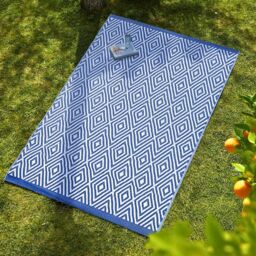 Marco Paul Extra Large Outdoor Garden Rug - Blue Aztec in Grey - Size: 150 cm x 210 cm - thumbnail 1