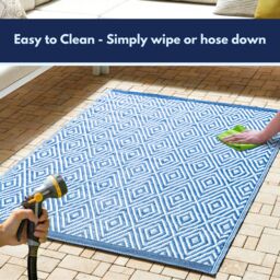Marco Paul Extra Large Outdoor Garden Rug - Blue Aztec in Grey - Size: 150 cm x 210 cm - thumbnail 8