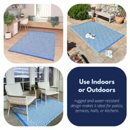 Marco Paul Extra Large Outdoor Garden Rug - Blue Aztec in Grey - Size: 150 cm x 210 cm - thumbnail 9