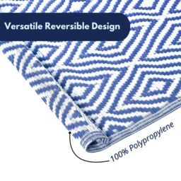 Marco Paul Extra Large Outdoor Garden Rug - Blue Aztec in Grey - Size: 150 cm x 210 cm - thumbnail 6