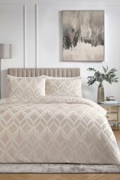 Soiree 'Belfort' Woven Geo Velvet Duvet Cover Set in Ivory - Size: Double - thumbnail 1