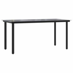 Berkfield Home 5 Piece Garden Dining Set Black Poly Rattan Glass - thumbnail 5