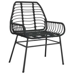 Berkfield Home 5 Piece Garden Dining Set Black Poly Rattan Glass - thumbnail 4