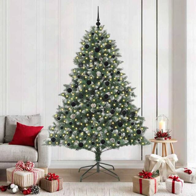 Berkfield Home Artificial Christmas Tree with Stand Green 140 x 140 x 210 cm - image 1