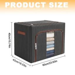 SPETLEK 100L Folding Storage Box Made of Thick Fabric Steel in Black - Size: Large - thumbnail 2