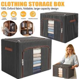 SPETLEK 100L Folding Storage Box Made of Thick Fabric Steel in Black - Size: Large - thumbnail 5