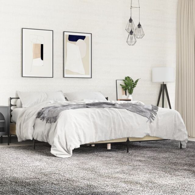 Berkfield Home Bed Frame without Mattress Sonoma Oak 200x200 cm in Brown - image 1