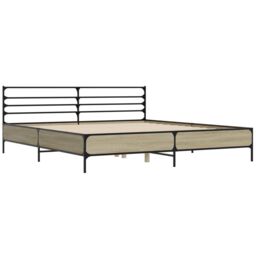 Berkfield Home Bed Frame without Mattress Sonoma Oak 200x200 cm in Brown - thumbnail 3