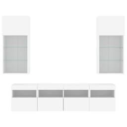 Berkfield Home Modern 5 Piece TV Wall Units with LED White Engineered Wood - thumbnail 6