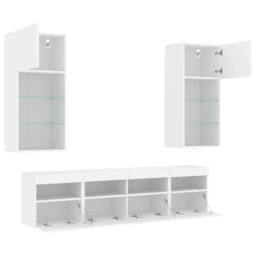 Berkfield Home Modern 5 Piece TV Wall Units with LED White Engineered Wood - thumbnail 7