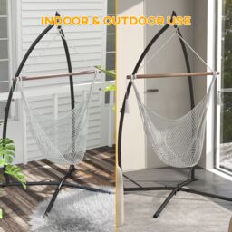 OUTSUNNY Hammock Chair Stand Metal Frame Hammock Stand for Indoor & Outdoor Use, Black - thumbnail 6