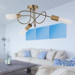 First Choice Lighting Set of 2 Joshi - Antique Brass Semi Flush Ceiling Lights in Bronze - thumbnail 9