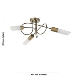 First Choice Lighting Set of 2 Joshi - Antique Brass Semi Flush Ceiling Lights in Bronze - thumbnail 8