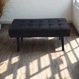 KOSY KOALA Black Velvet Padded Dining Bench Dining Room Furniture - thumbnail 1