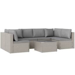 OUTSUNNY 7 Pieces Rattan Garden Furniture Set with Cushions, Grey - thumbnail 2