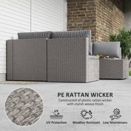 OUTSUNNY 7 Pieces Rattan Garden Furniture Set with Cushions, Grey - thumbnail 6