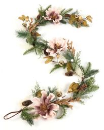 Dibor Luxury Magnolia Blush Xmas Decoration Staircase Christmas Garland 1.8m - Size: Large - thumbnail 2