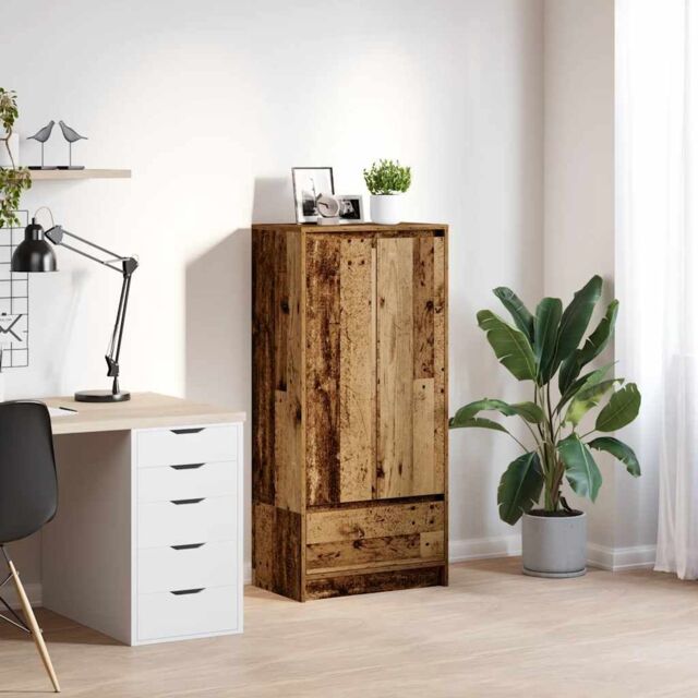 Berkfield Home Cabinet with Drawer Old Wood 55.5x34x119.5 cm Engineered Wood in Brown - image 1