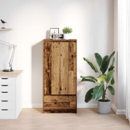Berkfield Home Cabinet with Drawer Old Wood 55.5x34x119.5 cm Engineered Wood in Brown - thumbnail 3
