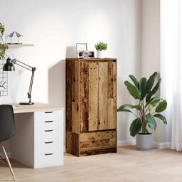 Berkfield Home Cabinet with Drawer Old Wood 55.5x34x119.5 cm Engineered Wood in Brown - thumbnail 1