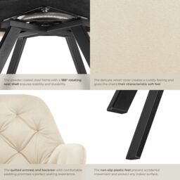 tectake Armchair Lucia Per Piece - Cream - Size: 1 Pack - thumbnail 5