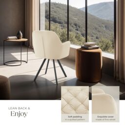 tectake Armchair Lucia Per Piece - Cream - Size: 1 Pack - thumbnail 4