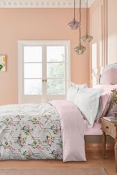 Ted Baker 'Peppermint' Cotton Duvet Cover Set in Silver - Size: Super King