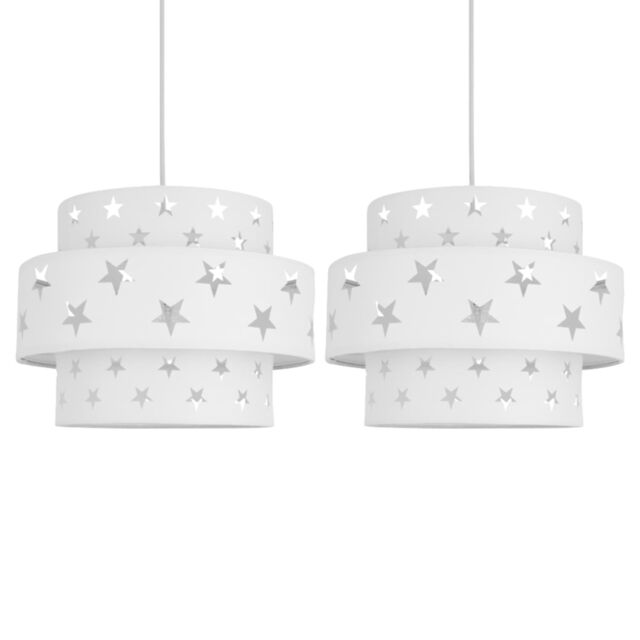 First Choice Lighting Pair of White Star Two Tier Light Shades - image 1