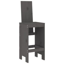 Berkfield Home 5 Piece Garden Bar Set Grey Solid Wood Pine - thumbnail 4