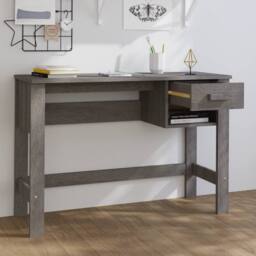 Berkfield Home Decorative Desk HAMAR Light Grey 110x40x75 cm Solid Wood Pine - Size: 110 x 40 x 75 cm