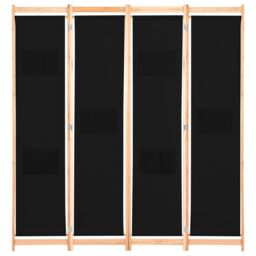 Berkfield Home 4-Panel Room Divider Black 160x170x4 cm Fabric - Size: 160 x 170 x 4 cm - thumbnail 2