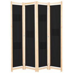 Berkfield Home 4-Panel Room Divider Black 160x170x4 cm Fabric - Size: 160 x 170 x 4 cm - thumbnail 1
