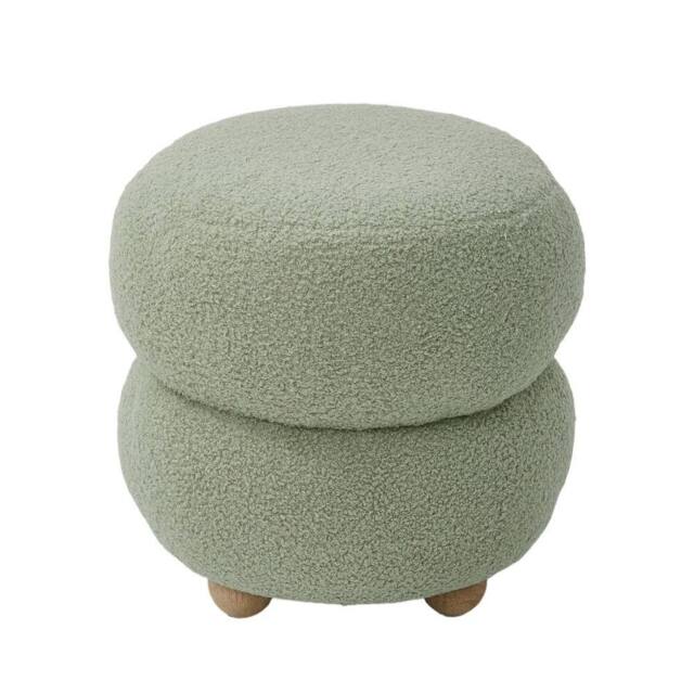 KORVIXA Round Teddy Fleece Footstool Dressing Table Stool in Green - Size: 100 cm x 100 cm - image 1