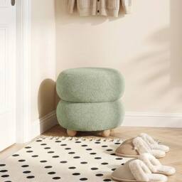 KORVIXA Round Teddy Fleece Footstool Dressing Table Stool in Green - Size: 100 cm x 100 cm - thumbnail 5