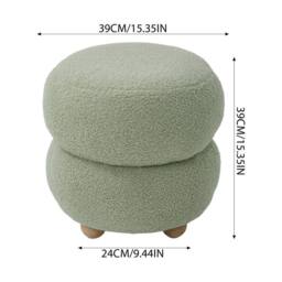 KORVIXA Round Teddy Fleece Footstool Dressing Table Stool in Green - Size: 100 cm x 100 cm - thumbnail 2
