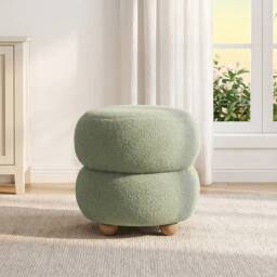 KORVIXA Round Teddy Fleece Footstool Dressing Table Stool in Green - Size: 100 cm x 100 cm - thumbnail 3