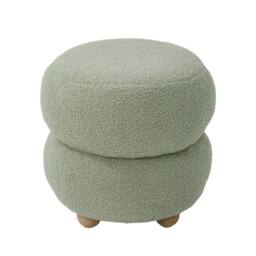 KORVIXA Round Teddy Fleece Footstool Dressing Table Stool in Green - Size: 100 cm x 100 cm