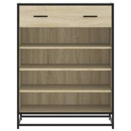 Berkfield Home Shoe Cabinet Sonoma Oak 75x38x97.5 cm Engineered Wood & Metal in Light Brown - thumbnail 4