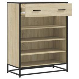Berkfield Home Shoe Cabinet Sonoma Oak 75x38x97.5 cm Engineered Wood & Metal in Light Brown - thumbnail 7