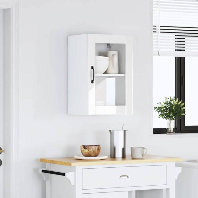 Berkfield Home Kitchen Wall Cabinet with Glass Door¬†Porto High Gloss White - image 1