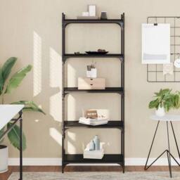 Berkfield Home Bookcase 5-Tier Black 60x30x154 cm Engineered Wood - Size: 60 x 30 x 154 cm - thumbnail 2